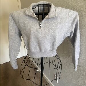 TNA Gray Collared Sweatshirt Cropped Design